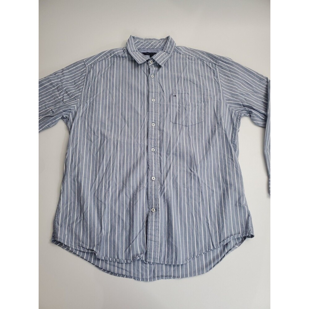 Tommy Hilfiger Men's Long Sleeve Striped Classic Fit Button Up Shirt, XL - Picture 7 of 10